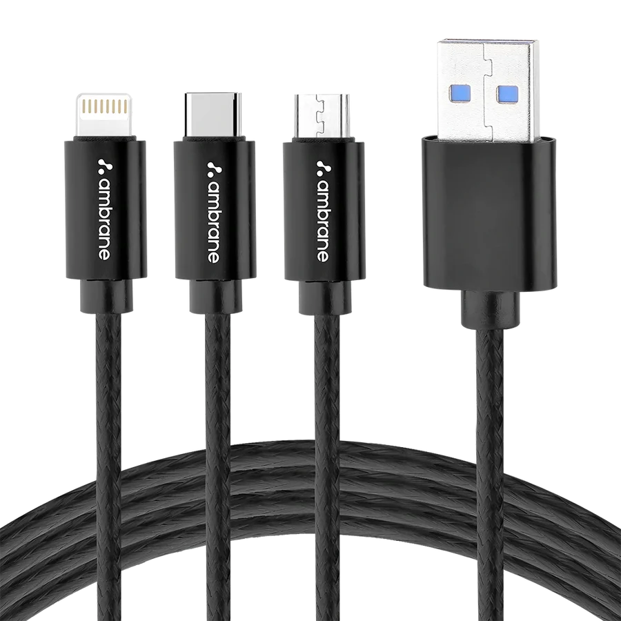 Ambrane Trinity-111 is a 3-in-1 charging cable - Nazakat Telecom