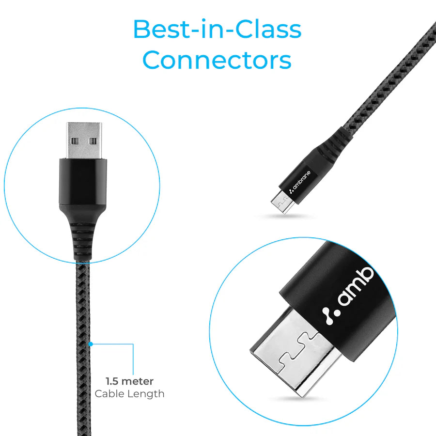 Ambrane BCM-15 is a fast-charging Micro USB cable - Nazakat Telecom