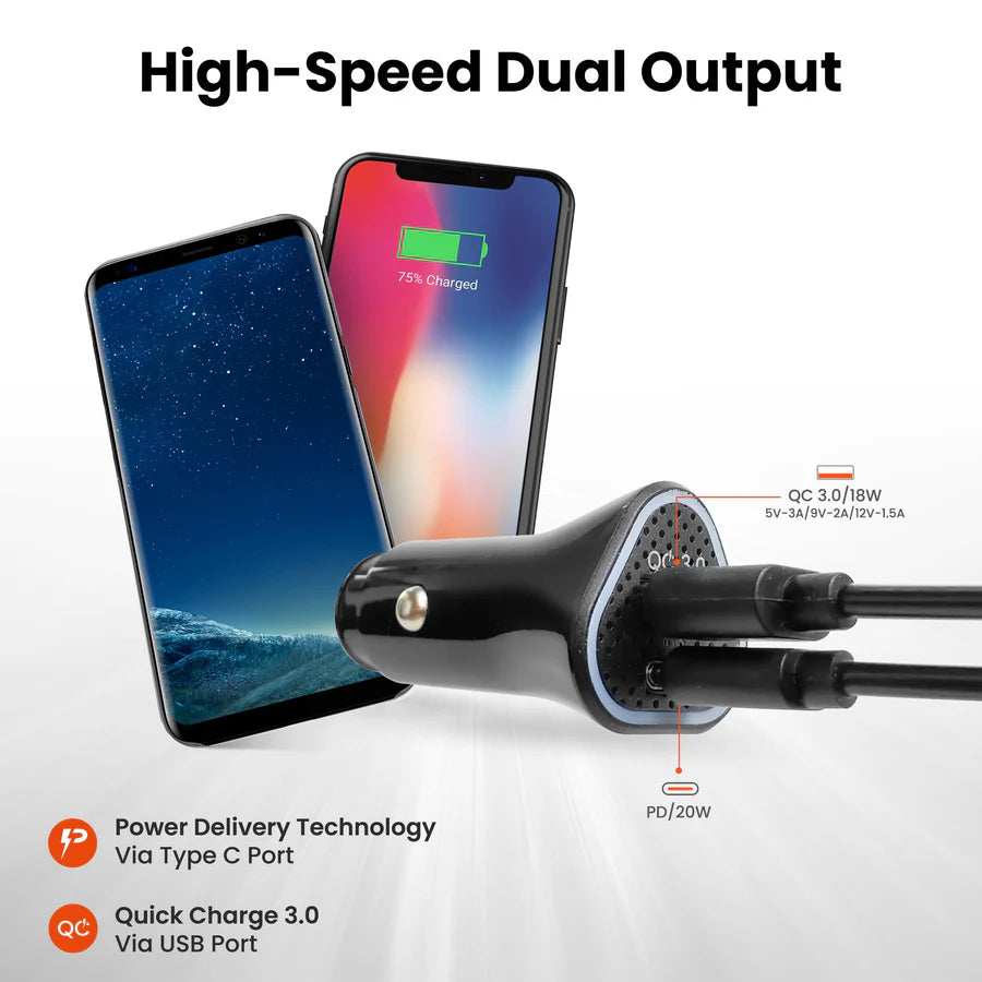 Ambrane 38W Fast Car Charger with Quick Charge 3.0 - Nazakat Telecom