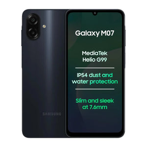 Samsung Galaxy M07 4G – 4GB RAM, 128GB Storage | Black | Helio G99