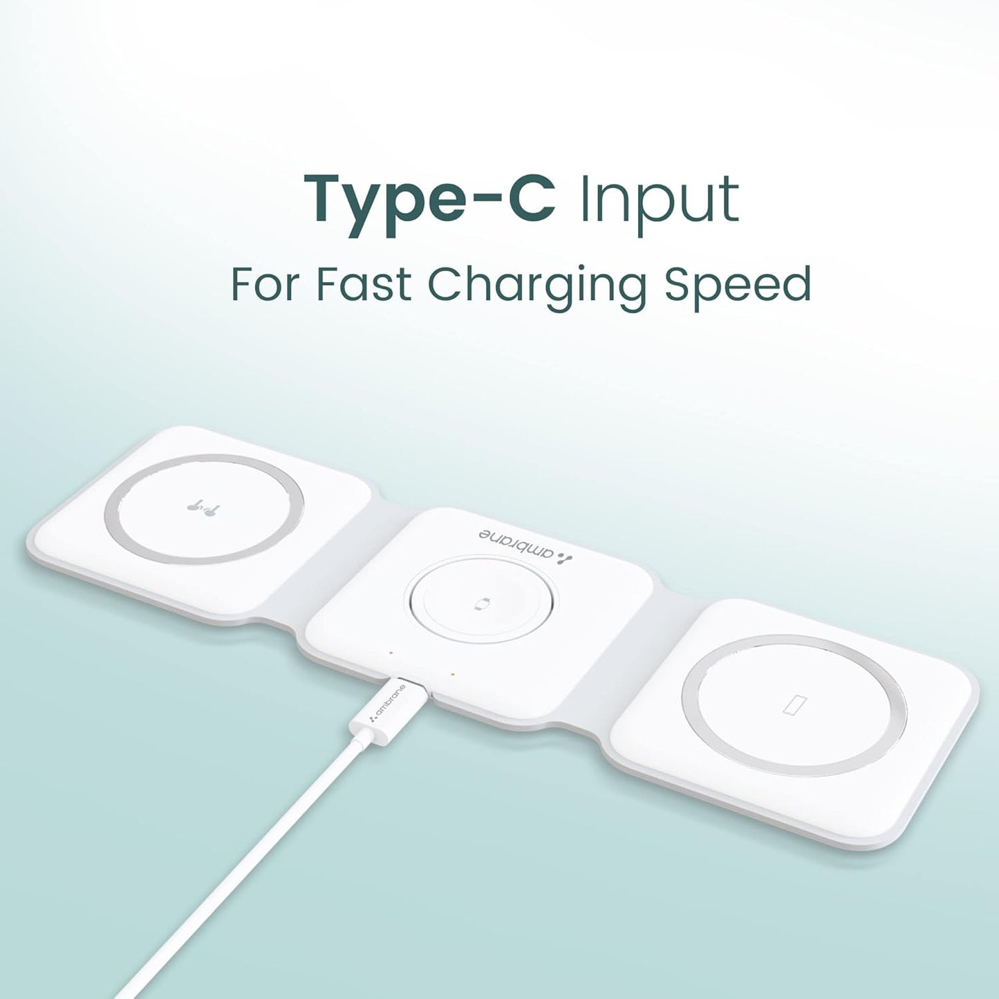 Ambrane 3-in-1 Wireless Charger with 20W Boosted Speed - Nazakat Telecom