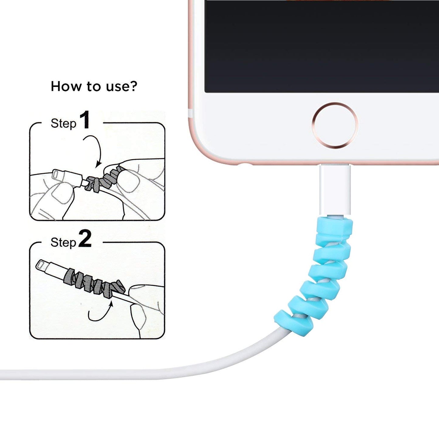 Spiral Charger Cable Protector Data Cable Saver Charging Cord Protective Cable Cover (4 Pieces)