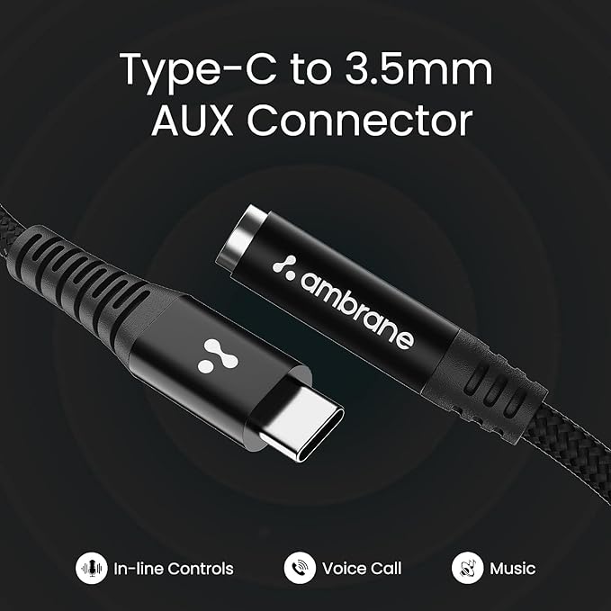 Ambrane Type C to 3.5 mm Audio Jack Connector - Nazakat Telecom
