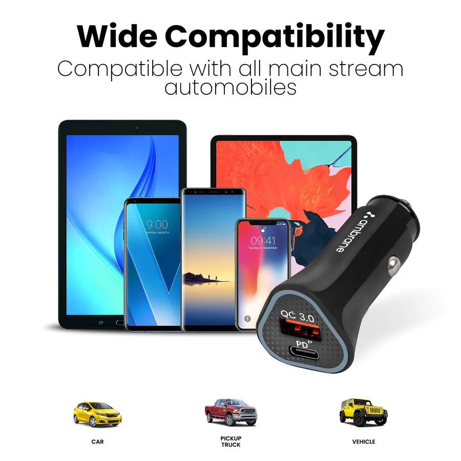 Ambrane 38W Fast Car Charger with Quick Charge 3.0 - Nazakat Telecom