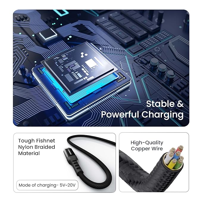 Ambrane Ultra Fast Type C Charging Cable, 65W VOOC Technology - Nazakat Telecom