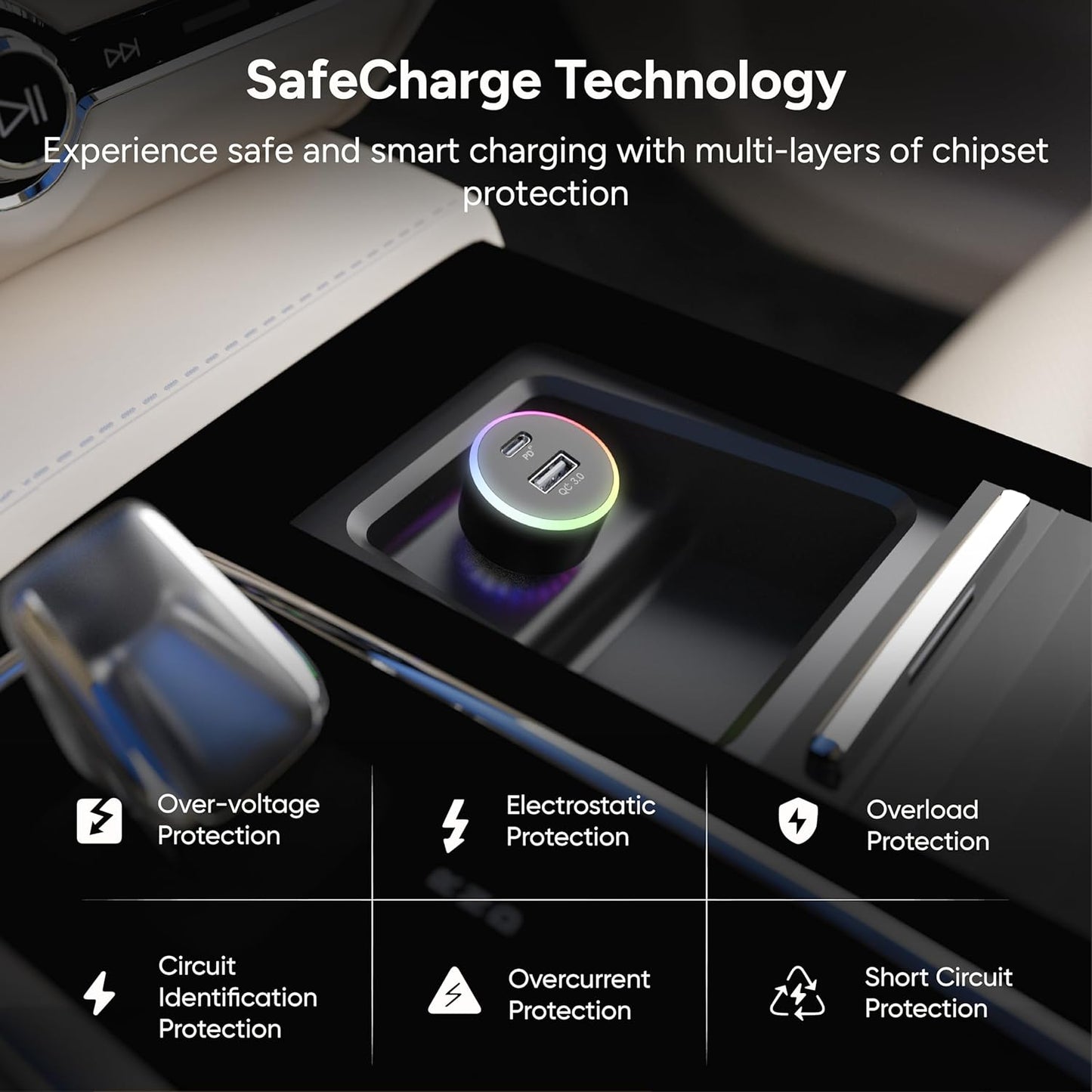 Ambrane 85W Car Charger, Mobile & Laptop Charging