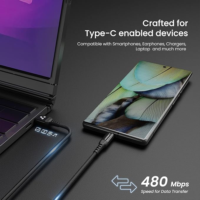 Ambrane Ultra Fast Type C Charging Cable, 65W VOOC Technology - Nazakat Telecom