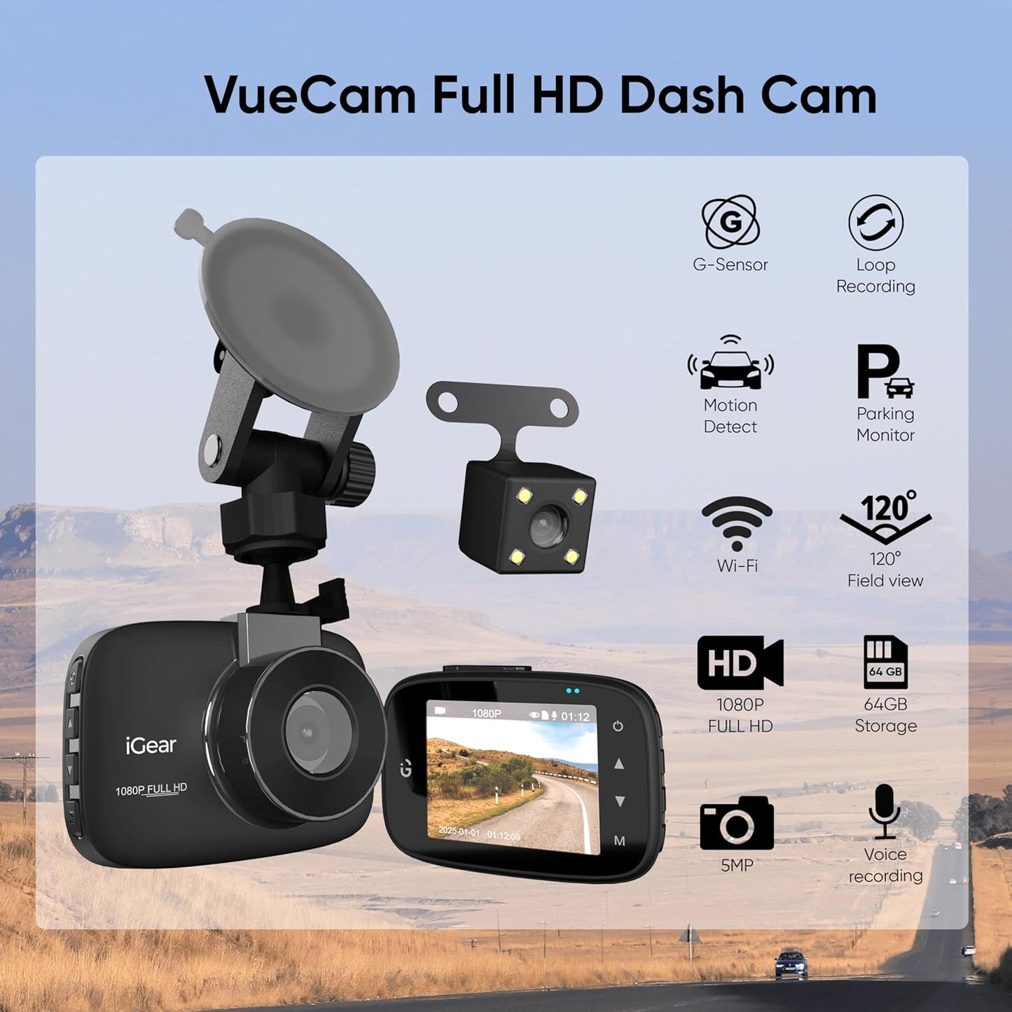 iGear VueCam Full HD 1080P Car Dash Cam