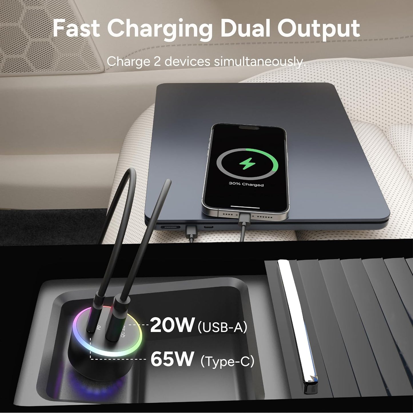 Ambrane 85W Car Charger, Mobile & Laptop Charging