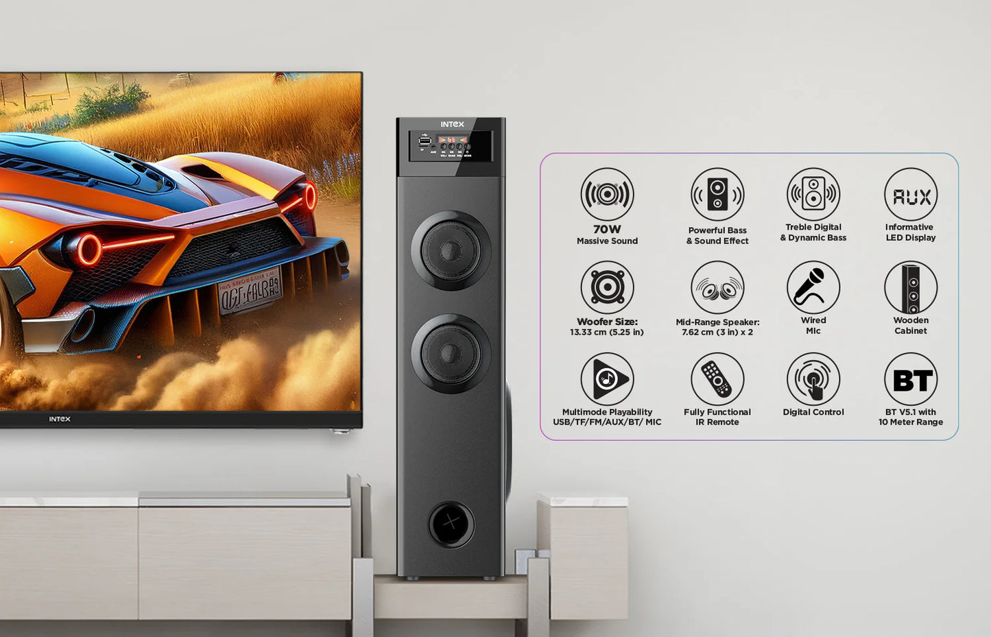 Intex Thunder 700 (S) - 70W Tower Speaker