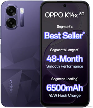 OPPO K14x 5G – 4GB RAM, 128GB ROM | Prism Violet | Dimensity 6300