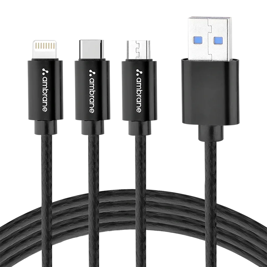 Ambrane Trinity-111 is a 3-in-1 charging cable - Nazakat Telecom