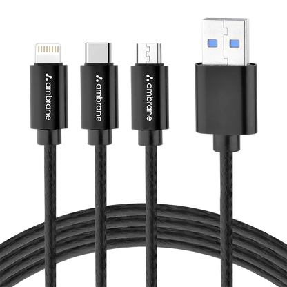 Ambrane Trinity-111 is a 3-in-1 charging cable