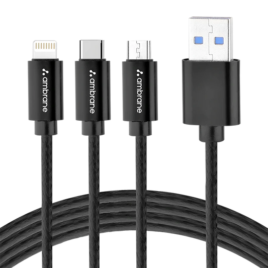 Ambrane Trinity-111 is a 3-in-1 charging cable