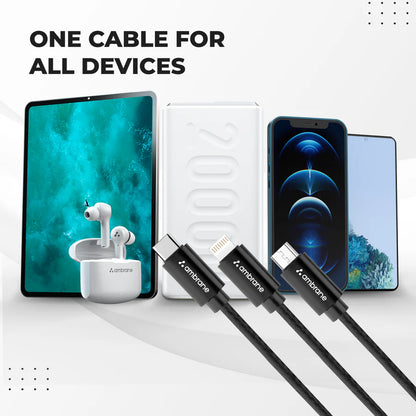 Ambrane Trinity-111 is a 3-in-1 charging cable