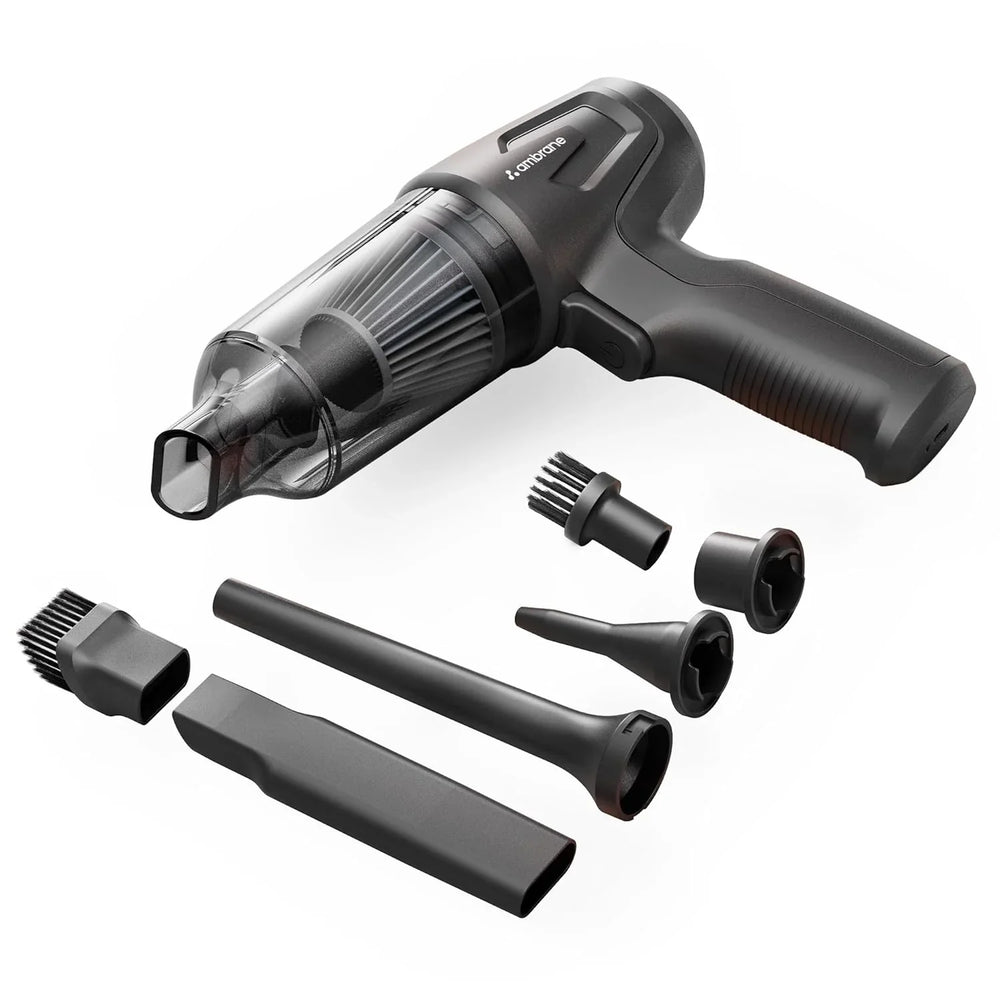 Ambrane 12kPA Powerful Suction 80W Wireless Hand Vacuum & Air Blower 2-in-1 Wireless Vacuum Cleaner, BLDC Motor HEPA Filter, Compact & Lightweight for Car, Home use, & Pet Hair (Mini Vac 02, Black)