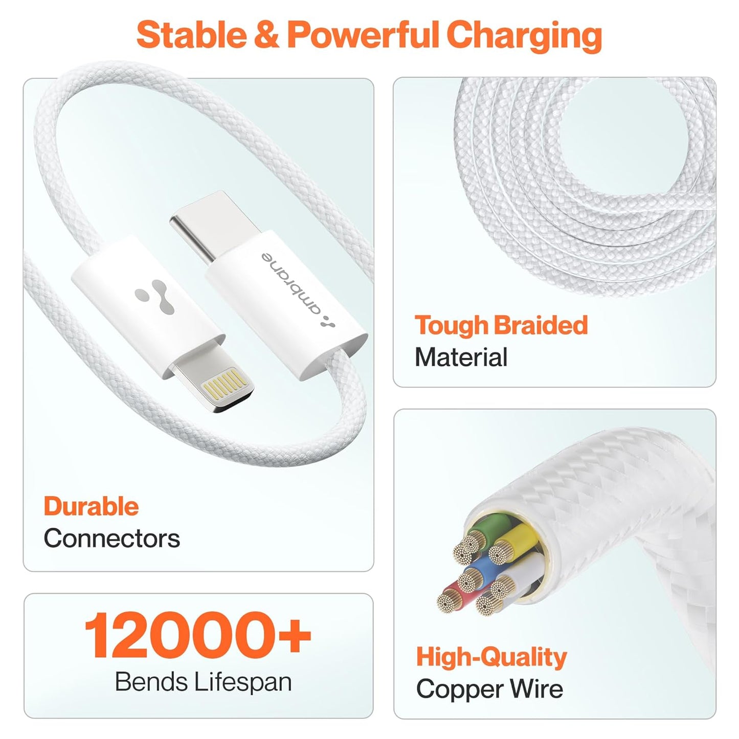 Ambrane Type-C to Lightning Cable (ABTL-Q12)
