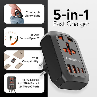 Ambrane 5-in-1 MultiPort Adapter