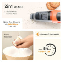 Ambrane 12kPA Powerful Suction 80W Wireless Hand Vacuum & Air Blower 2-in-1 Wireless Vacuum Cleaner, BLDC Motor HEPA Filter, Compact & Lightweight for Car, Home use, & Pet Hair (Mini Vac 02, Black)