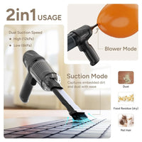 Ambrane 12kPA Powerful Suction 80W Wireless Hand Vacuum & Air Blower 2-in-1 Wireless Vacuum Cleaner, BLDC Motor HEPA Filter, Compact & Lightweight for Car, Home use, & Pet Hair (Mini Vac 02, Black)