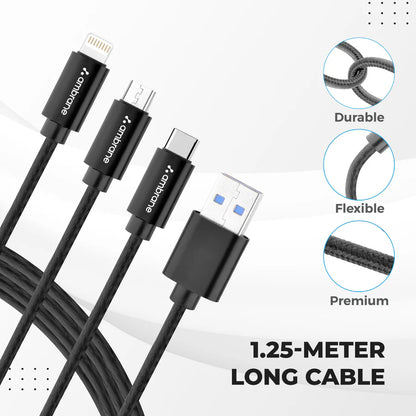 Ambrane Trinity-111 is a 3-in-1 charging cable