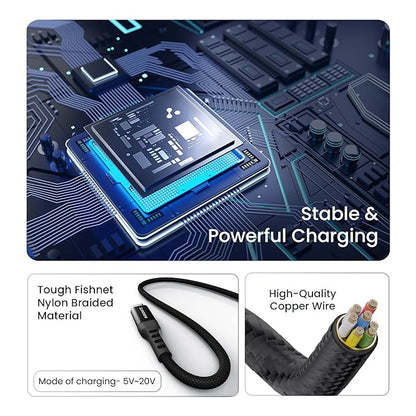 Ambrane Ultra Fast Type C Charging Cable, 65W VOOC Technology