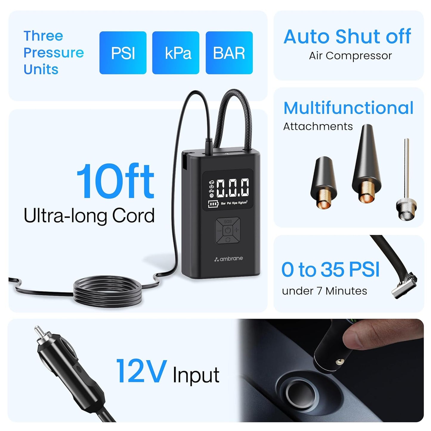 Ambrane Wired Tyre Inflator