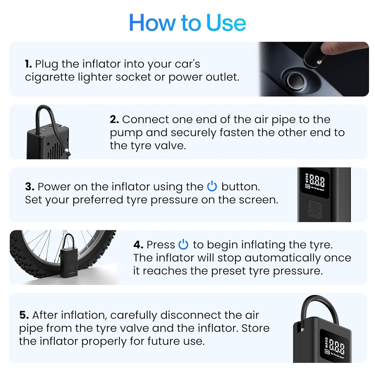 Ambrane Wired Tyre Inflator