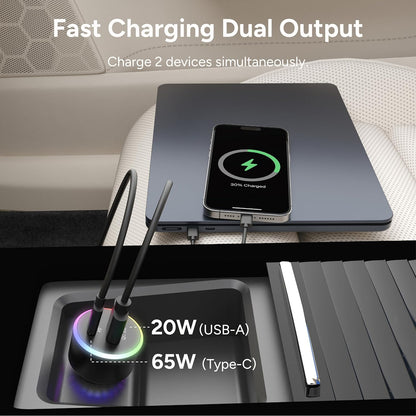 Ambrane 85W Car Charger, Mobile & Laptop Charging