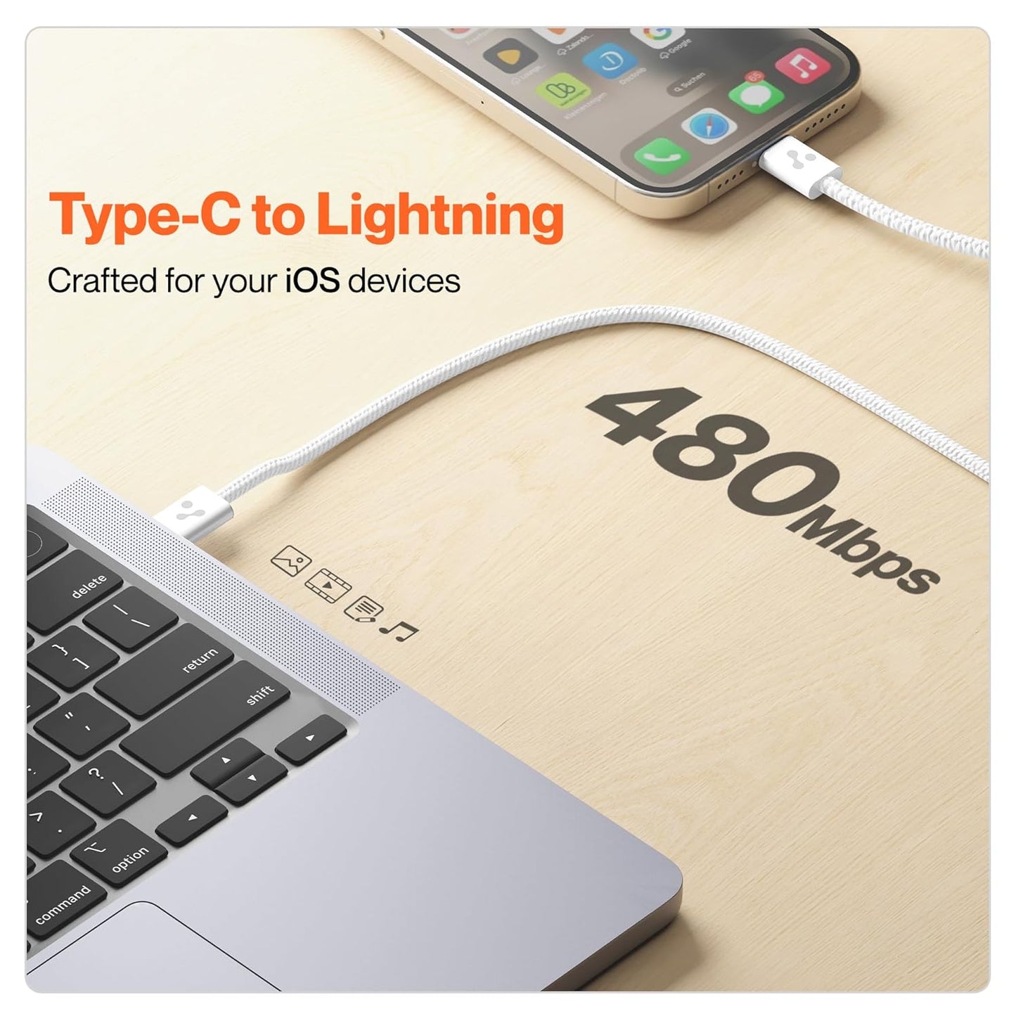 Ambrane Type-C to Lightning Cable (ABTL-Q12)