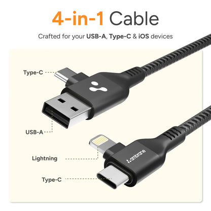 Ambrane 4 in 1 Fast Charging Cable (AC4CL-15)