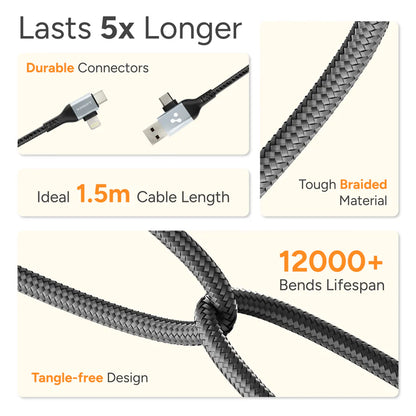 Ambrane 4 in 1 Fast Charging Cable (AC4CL-15)