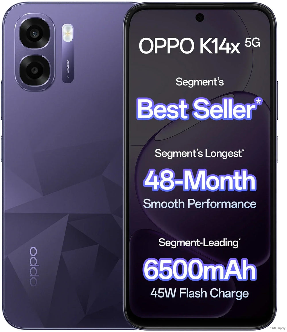 OPPO K14x 5G – 4GB RAM, 128GB ROM | Prism Violet | Dimensity 6300