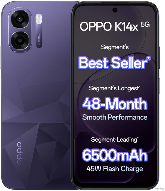 OPPO K14x 5G – 4GB RAM, 128GB ROM | Prism Violet | Dimensity 6300